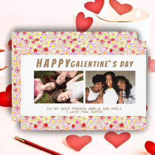 Blommönster Galentine`s Day Vänner 2 Foto Julkort