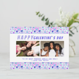 Blommönster Galentine`s Day Vänner 2 Foto Julkort