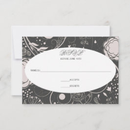 Blommönster Grå/Vit - RSVP OSA Kort