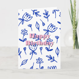 Blommönster, Grattis på födelsedagen  Kort