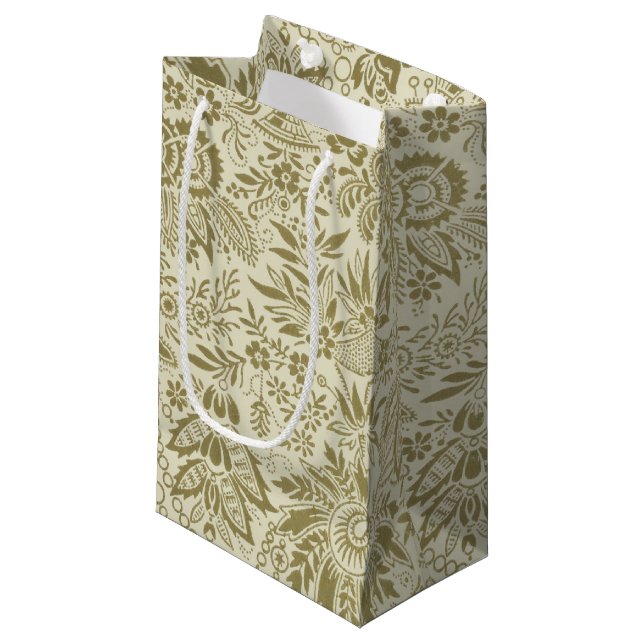 Blommönster Grönt Sage Antique Damask (Framsidan Vinklad)