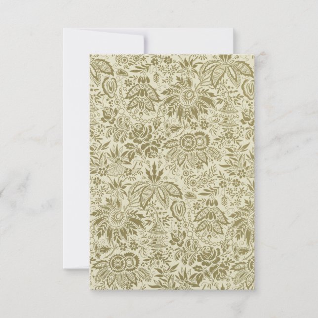 Blommönster Grönt Sage Antique Damask (Framsida)