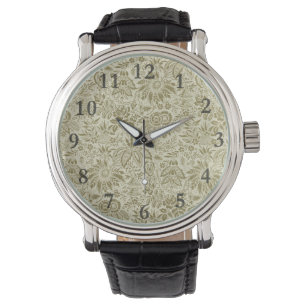 Blommönster Grönt Sage Antique Damask Armbandsur