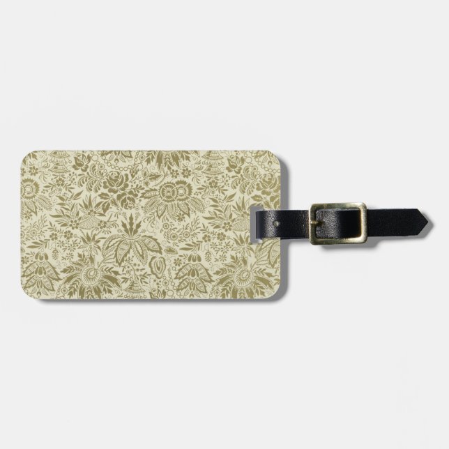 Blommönster Grönt Sage Antique Damask Bagagebricka (Horisontell Framsida)