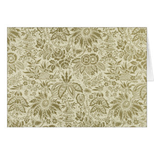 Blommönster Grönt Sage Antique Damask Hälsningskort