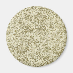 Blommönster Grönt Sage Antique Damask Magnet