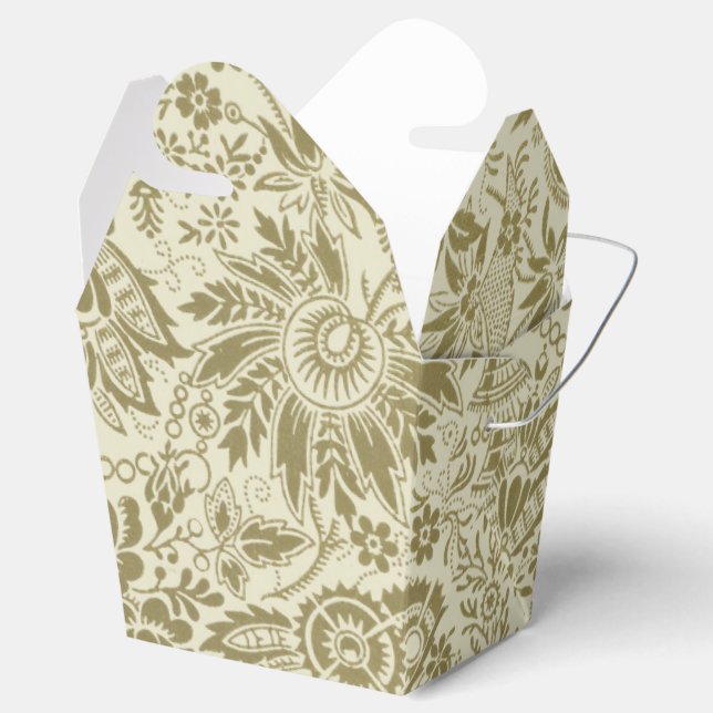 Blommönster Grönt Sage Antique Damask Presentaskar (Öppnad)