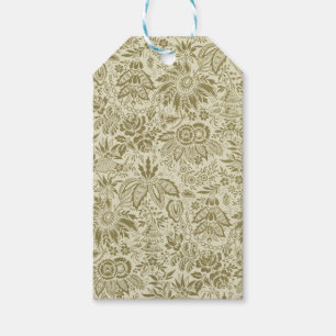 Blommönster Grönt Sage Antique Damask Presentetikett