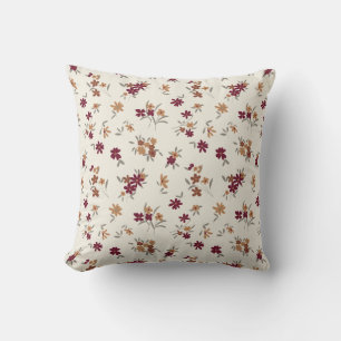 Blommönster Guld Grått Maroon Ditsy Kudde
