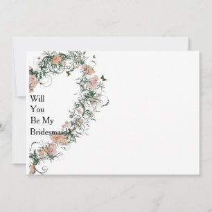 Blommönster Heart, blir du min bridesmaid Inv. Inbjudningar