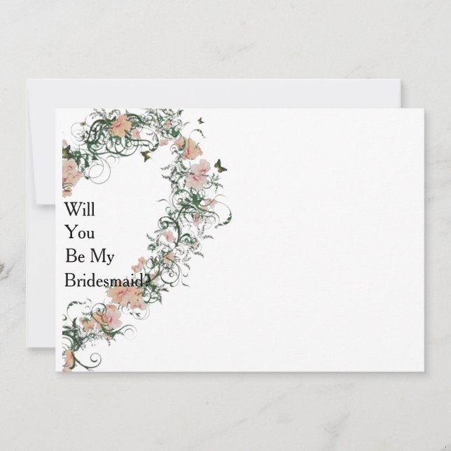 Blommönster Heart, blir du min bridesmaid Inv. Inbjudningar (Framsida)