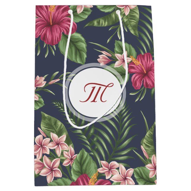 Blommönster Hibiscus Monogram M Gift Bag (Framsidan)
