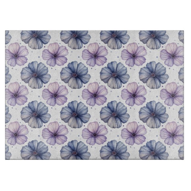 Blommönster i akvarell Lavendel och Blå (Framsidan)