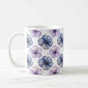 Blommönster i akvarell Lavendel och Blå Kaffemugg