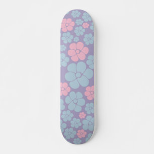 Blommönster i blått, lila och rosa mini skateboard bräda 18,5 cm