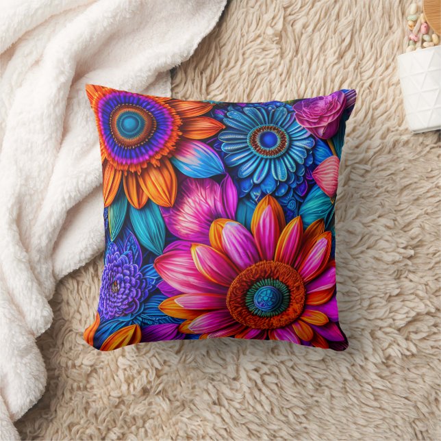 Blommönster i boho stil kudde (Filt)