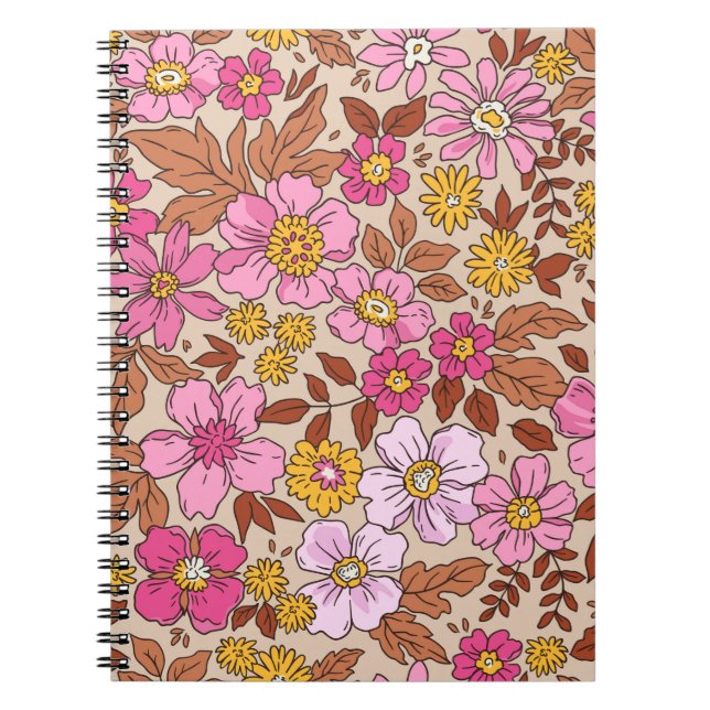 blommönster i elegant i små händer ritar blommor. anteckningsbok (Framsidan)
