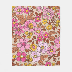 blommönster i elegant i små händer ritar blommor. fleecefilt