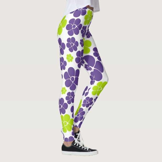 Blommönster i limegrönt och lila leggings (Höger)