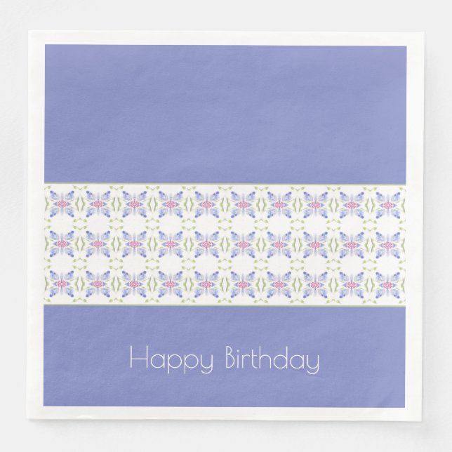 Blommönster i Mauve och White Pappersservett (Framsida)