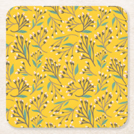 Blommönster i  ömtåliga grenar och knoppar underlägg papper kvadrat