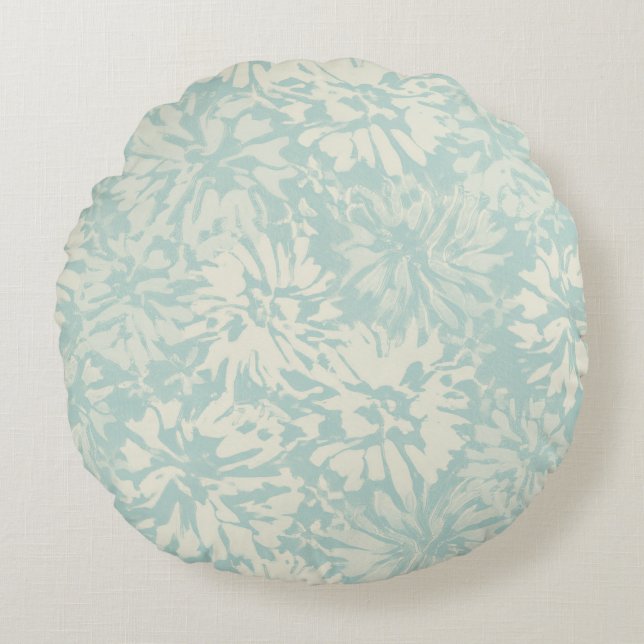 Blommönster i retro-boho-stil. rund kudde (Framsidan)