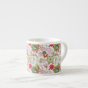 Blommönster i retro stil 2 espressomugg