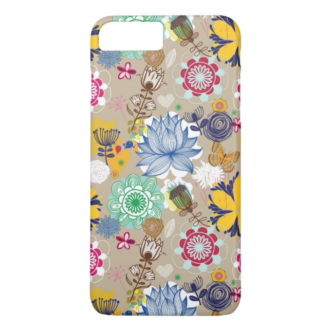 Blommönster i retro stil 3 Case-Mate iPhone skal (Baksida)