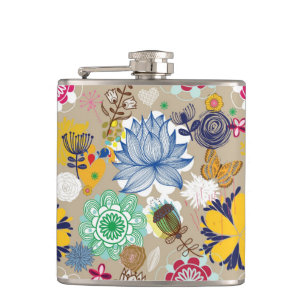 Blommönster i retro stil 3 fickplunta