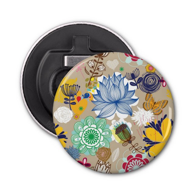 Blommönster i retro stil 3 flasköppnare (Framsidan)