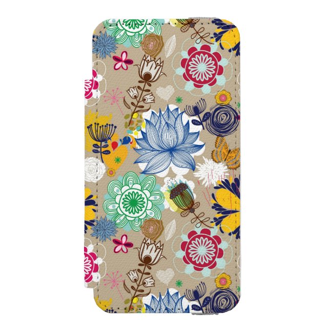 Blommönster i retro stil 3 incipio iPhone wallet skal (Folio Framsidan)