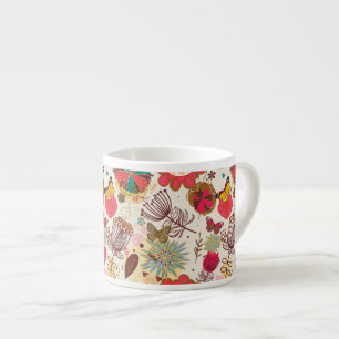 Blommönster i retro stil 4 espressomugg