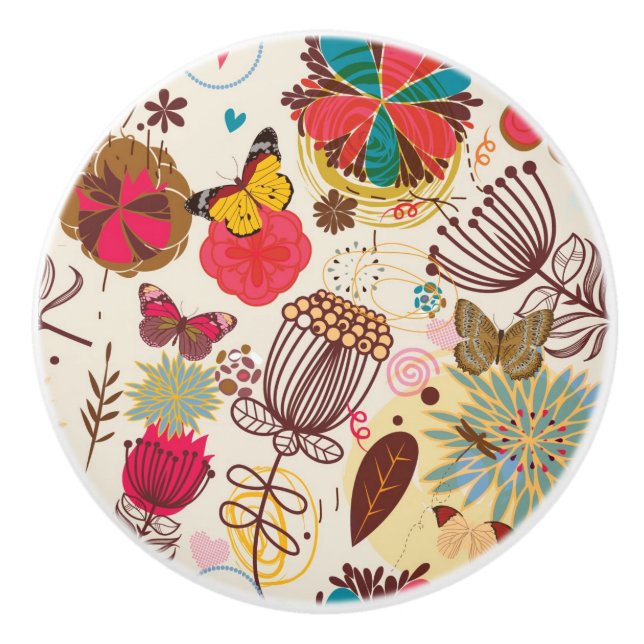 Blommönster i retro stil 4 knopp (Framsidan)