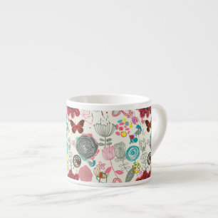 Blommönster i retro stil 5 espressomugg