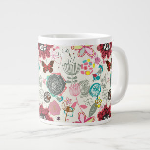 Blommönster i retro stil 5 jumbo mugg