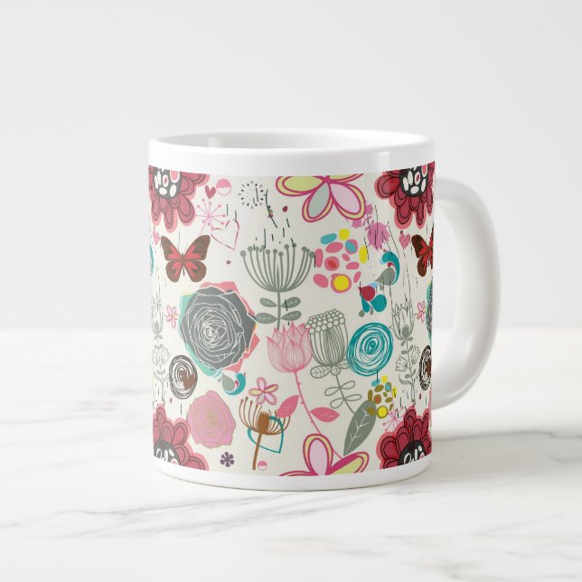 Blommönster i retro stil 5 jumbo mugg (Framsida höger)