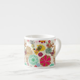 Blommönster i retro stil espressomugg