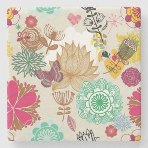 Blommönster i retro stil stenunderlägg