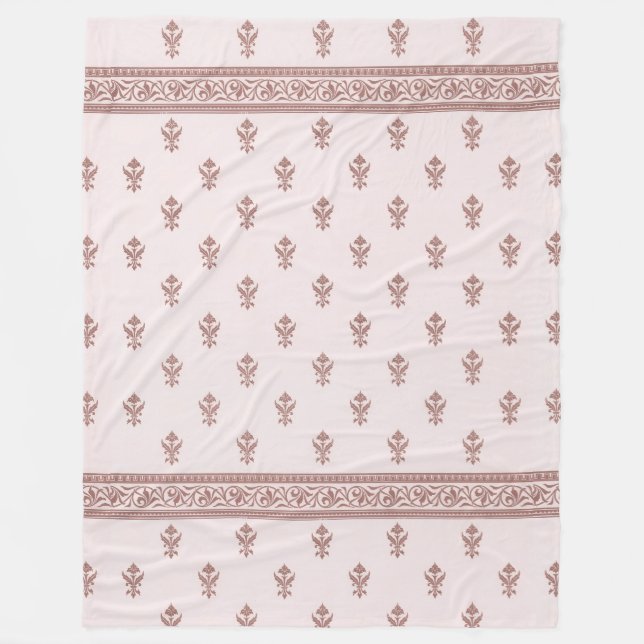 Blommönster i svampars Rosa Fleecefilt (Framsidan)