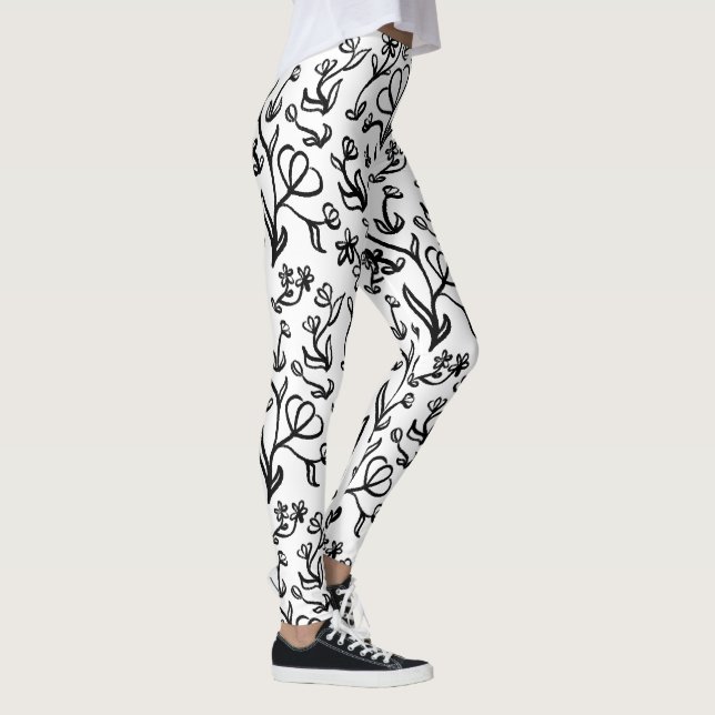 Blommönster i svartvitt leggings (Höger)
