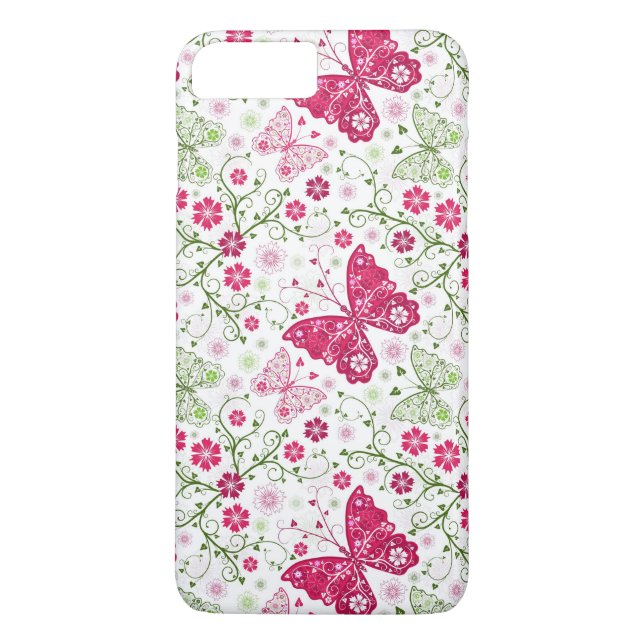 Blommönster i vitt Case-Mate iPhone skal (Baksida)