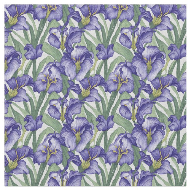 Blommönster Iris Flowers Tyg (Närbild)