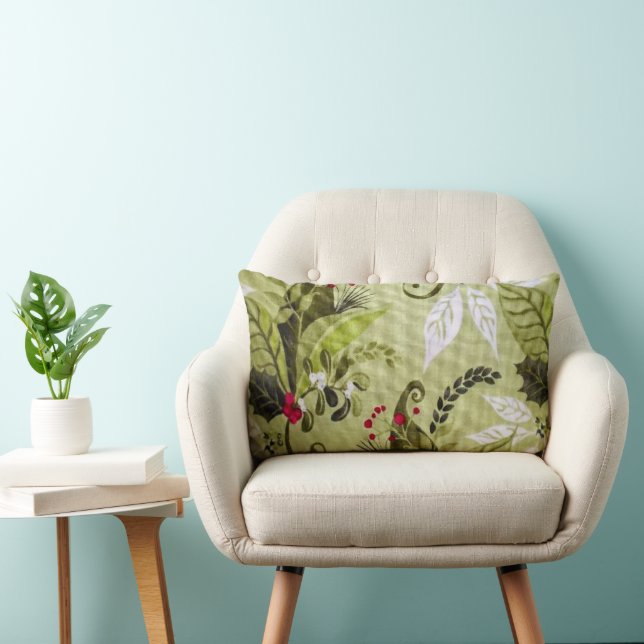 Blommönster Jul Helgdag Pillow Lumbarkudde (Stol)