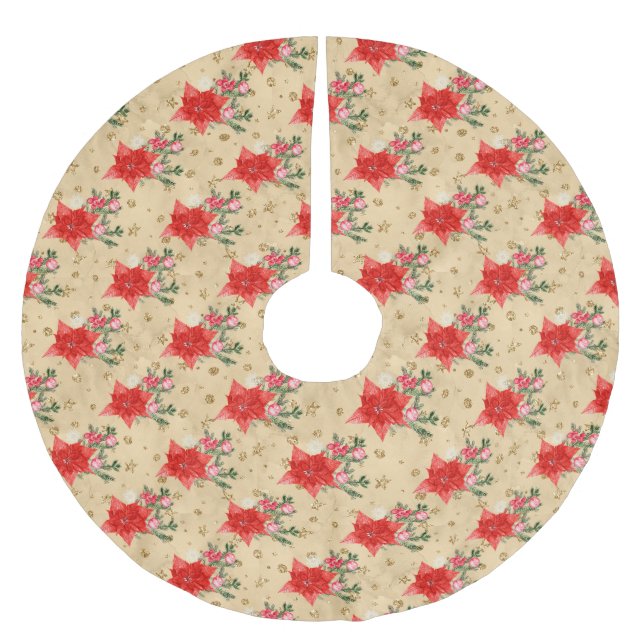 Blommönster Julgransmatta Borstad Polyester (Framsidan)