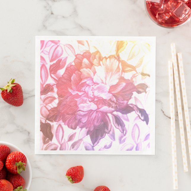 blommönster, kärlek, rosa pappersservett (Insitu)