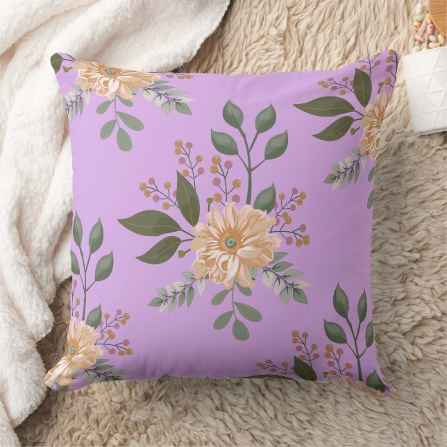 Blommönster - Kastkudde Kudde (Filt)