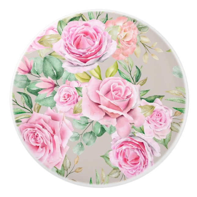 Blommönster keramisk knopp (Framsidan)