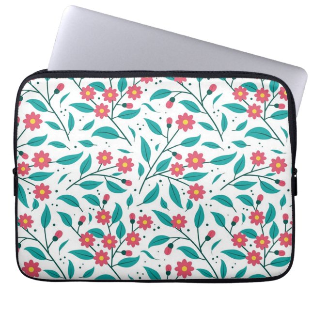 Blommönster Laptop Fodral (Framsidan)