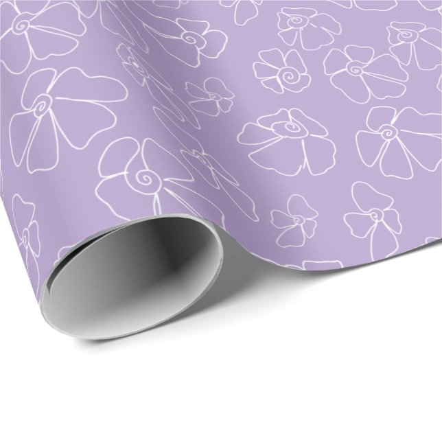 Blommönster Lavendel Presentpapper (Rullad Hörn)