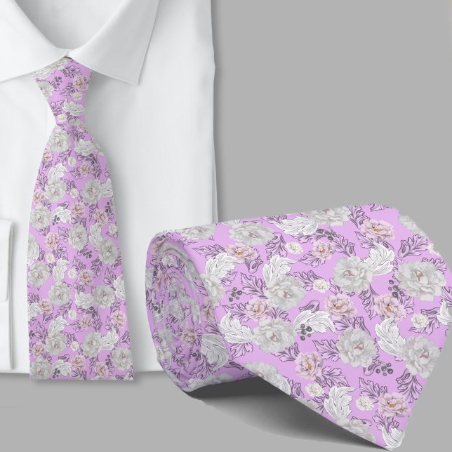 Blommönster Lavendelblommor Slipsklöver Slips (Skapare uppladdad)